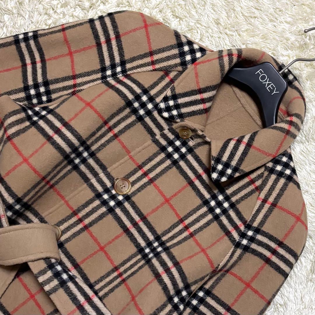 希少 バーバリー ノバチェック ロングコート リバーシブル ウール キャメル 7