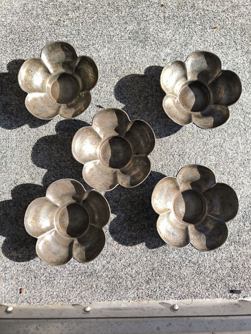 O*E様 花型金属製皿 5個セット　錫製