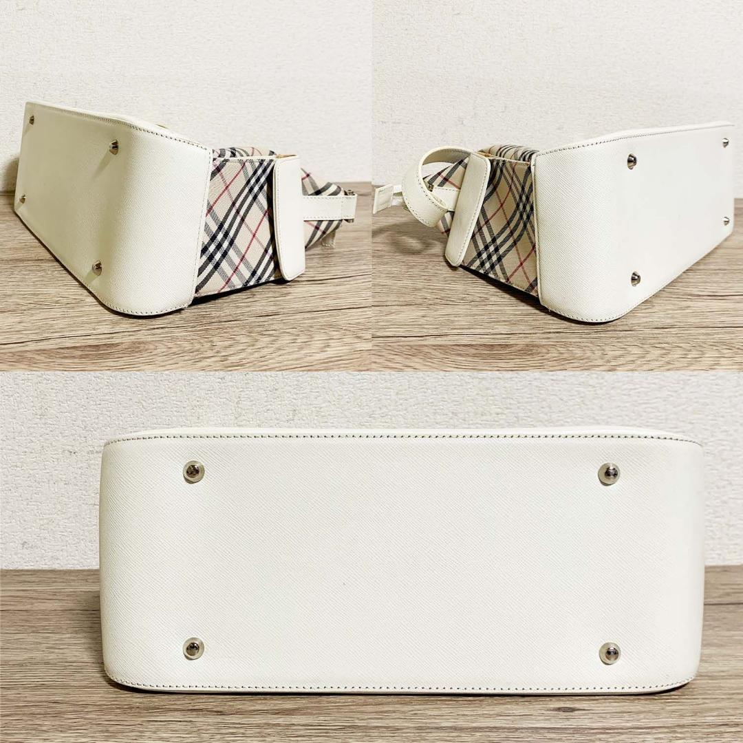 【美品】 バーバリー ワンショルダーバッグ ノバチェック ホワイト
