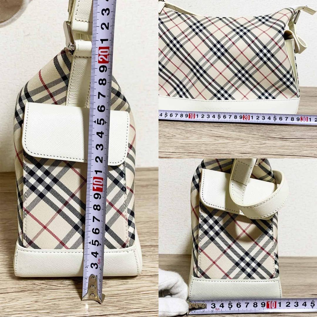 【美品】 バーバリー ワンショルダーバッグ ノバチェック ホワイト