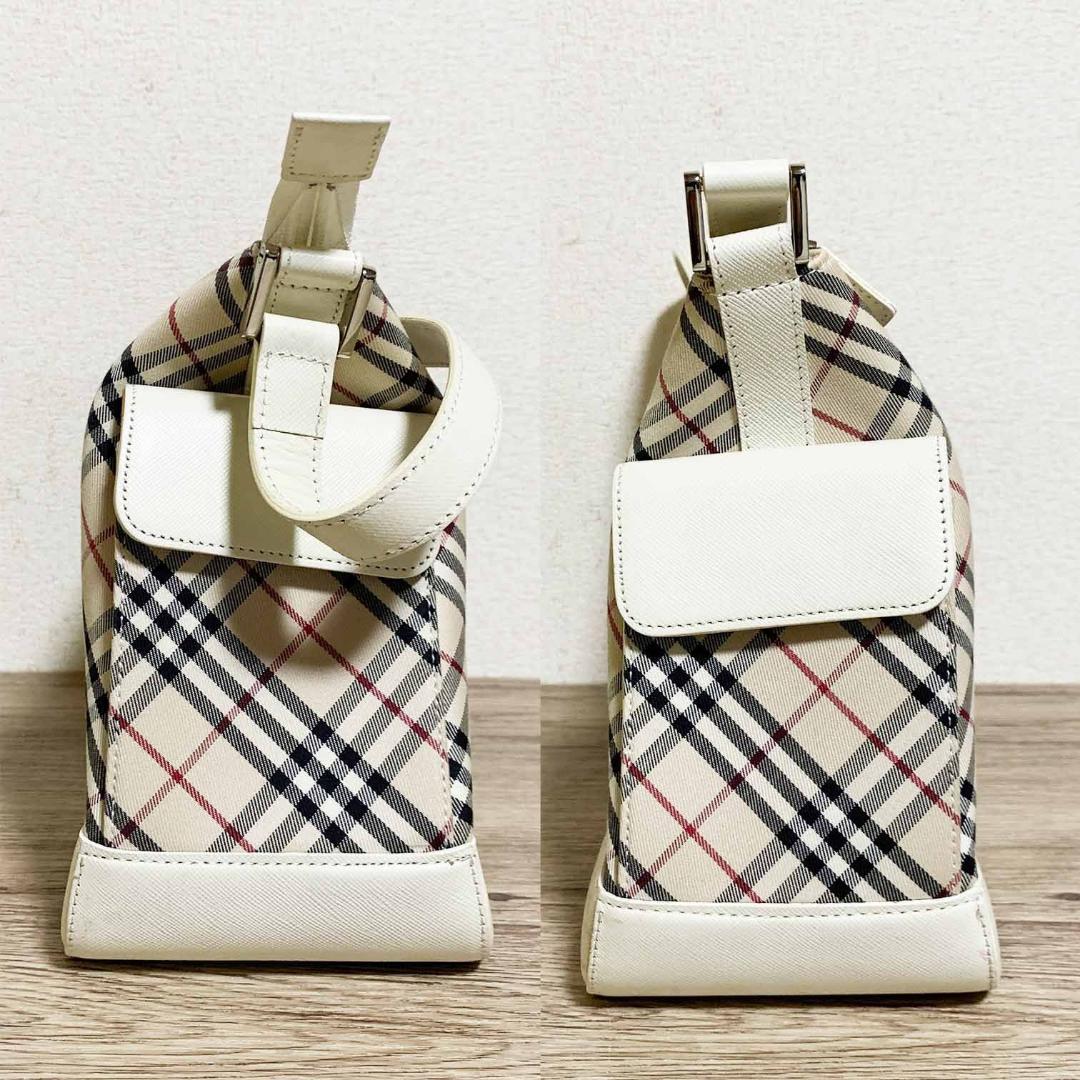 【美品】 バーバリー ワンショルダーバッグ ノバチェック ホワイト