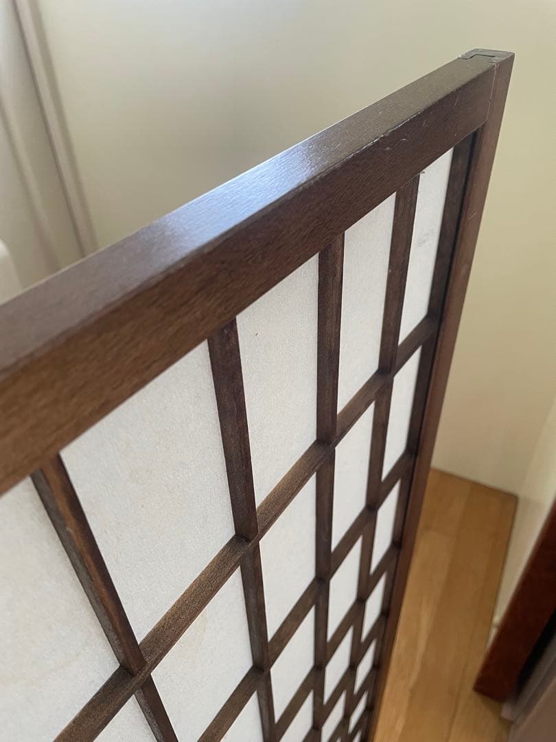 【16日迄値下げ】木製3つ折りパーテーション 格子模様