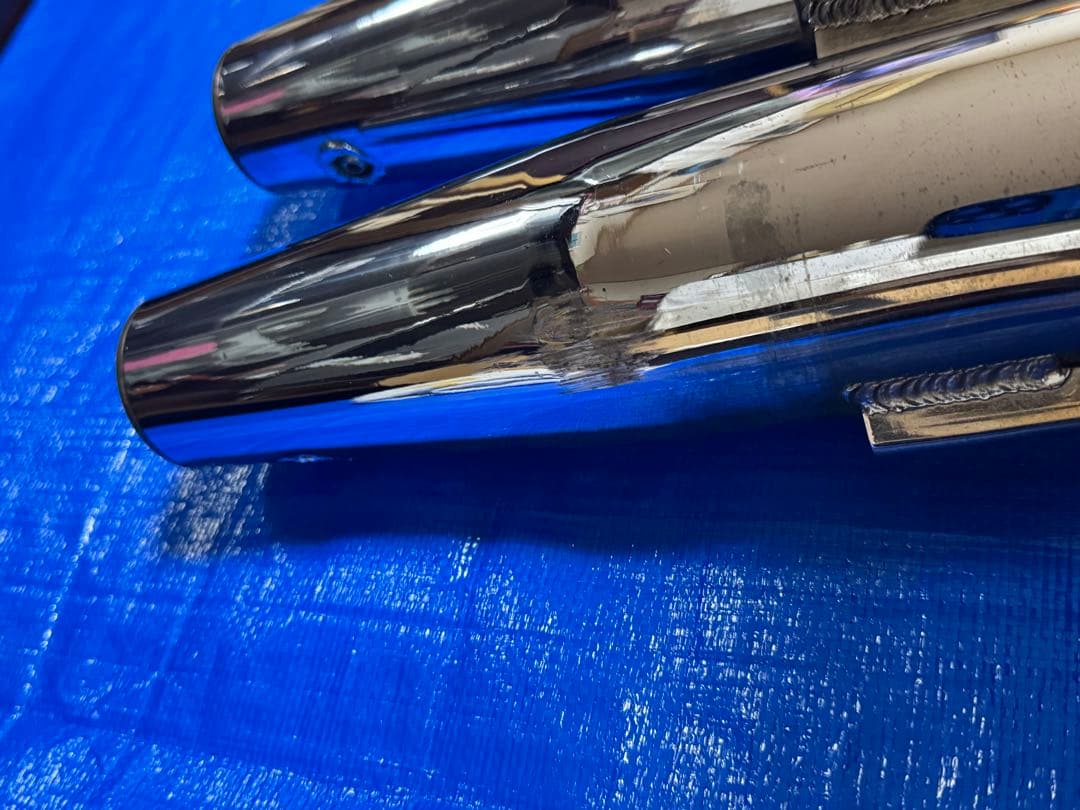 ハーレー、ダイナ、スリップオンマフラー モーターステージ、クローム￼