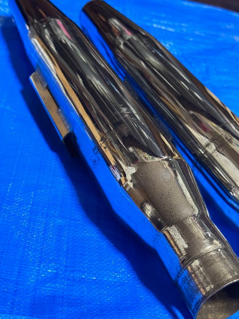 ハーレー、ダイナ、スリップオンマフラー モーターステージ、クローム￼