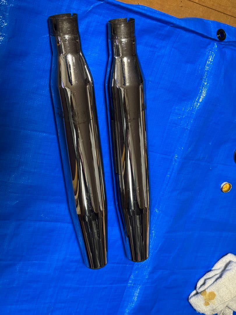 ハーレー、ダイナ、スリップオンマフラー モーターステージ、クローム￼