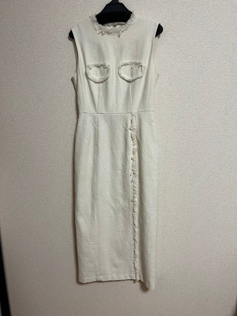 ワンピース laubeblanc Belted fringe tweed Dress