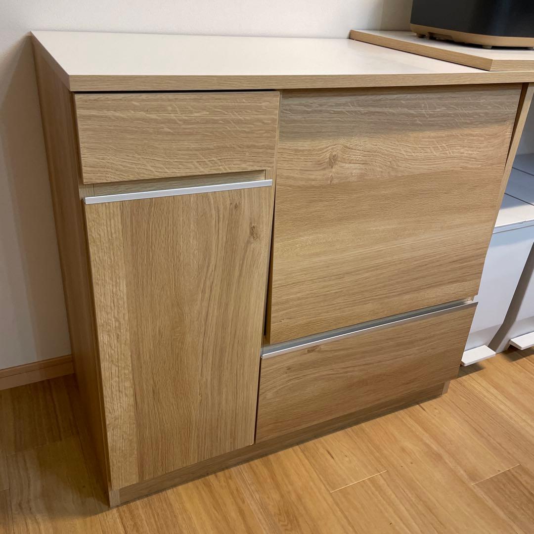 ベルメゾン　ナチュラルウッド キッチンカウンター 幅110cm〜170cm