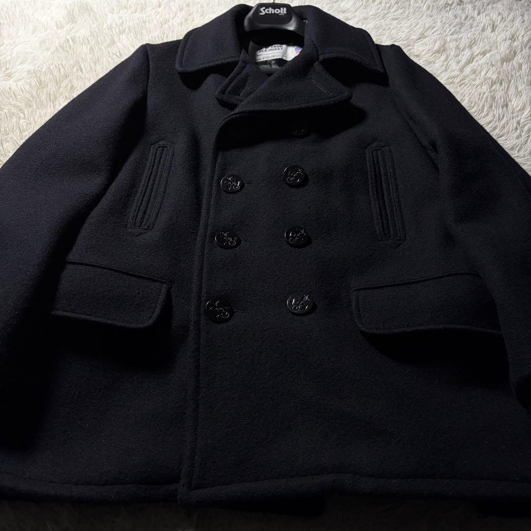 美品■schott ピーコート　782US 7378 ブラック　黒　M