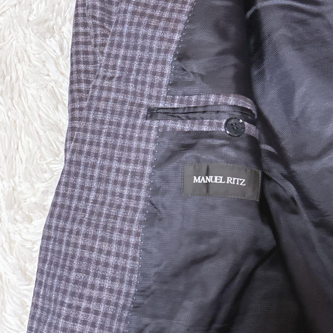 MANUEL RITS チェック柄 ビジネススーツ 50サイズ　ウール リネン