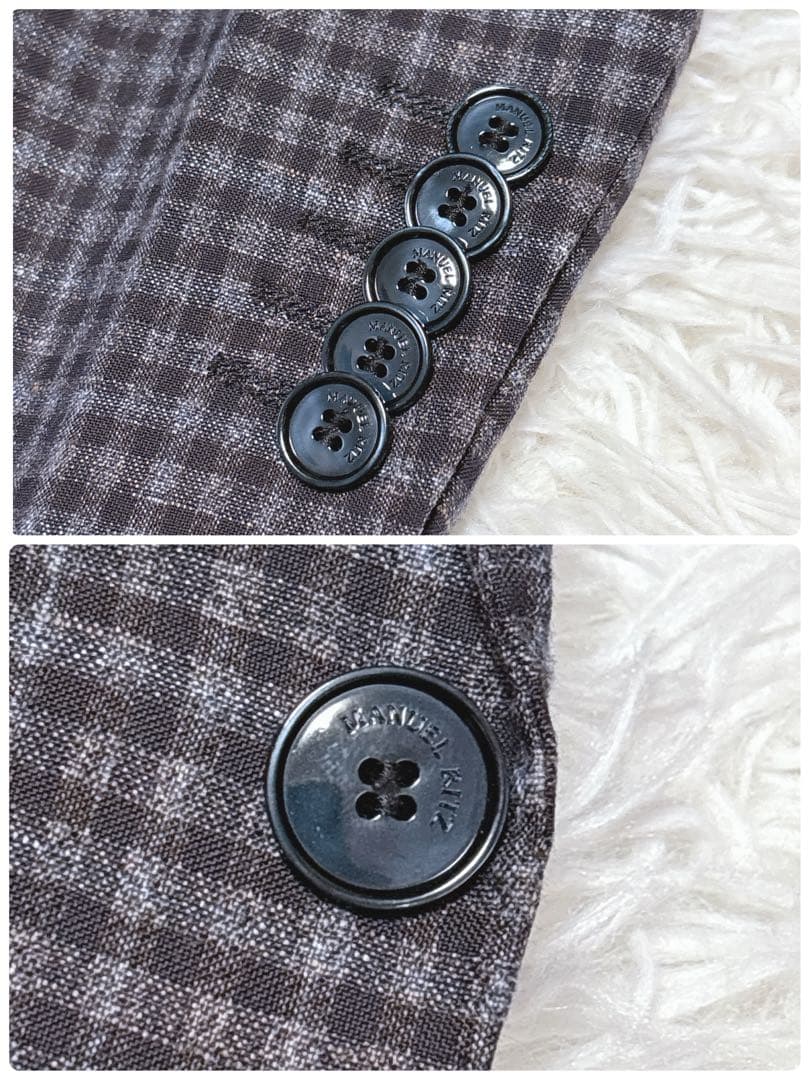 MANUEL RITS チェック柄 ビジネススーツ 50サイズ　ウール リネン