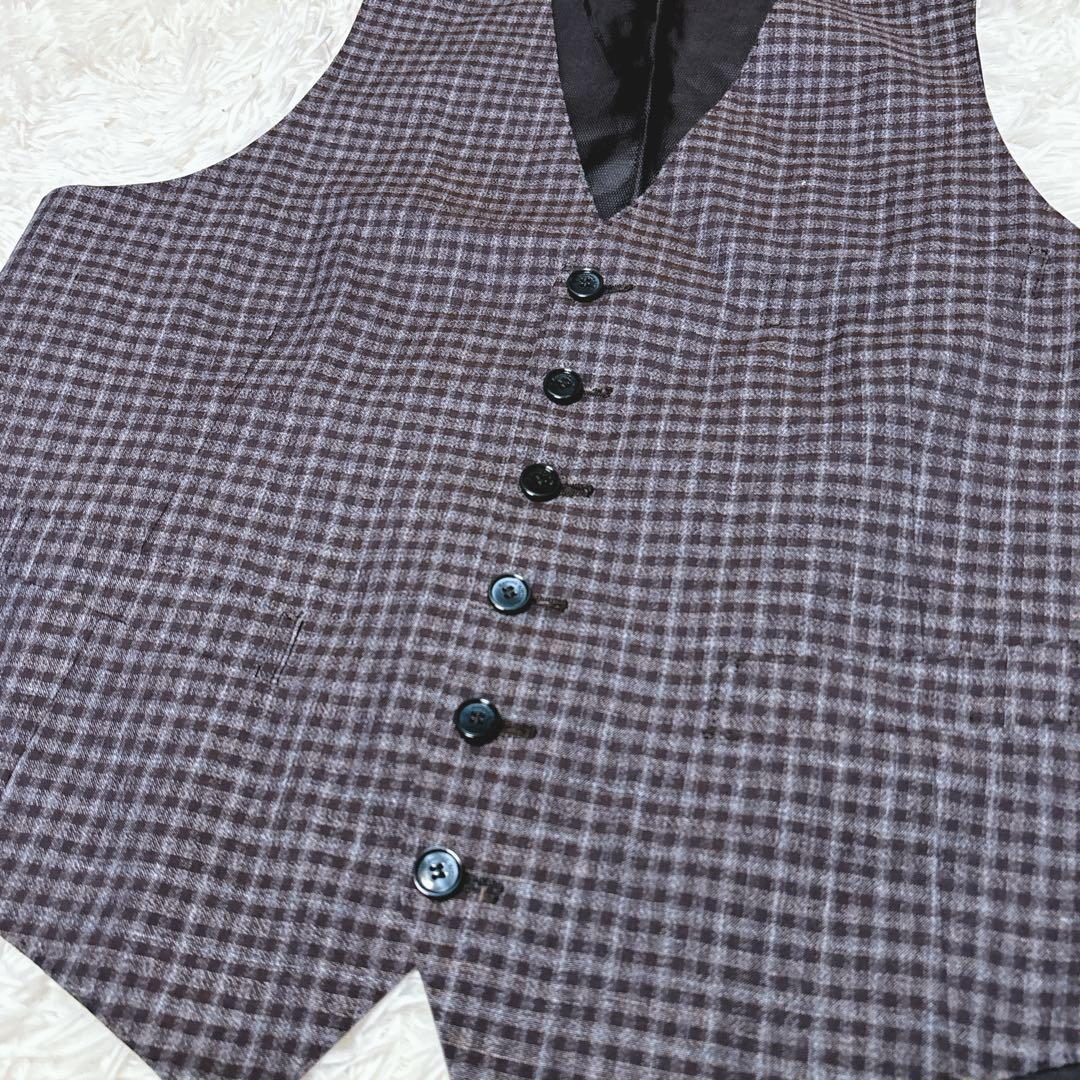 MANUEL RITS チェック柄 ビジネススーツ 50サイズ　ウール リネン