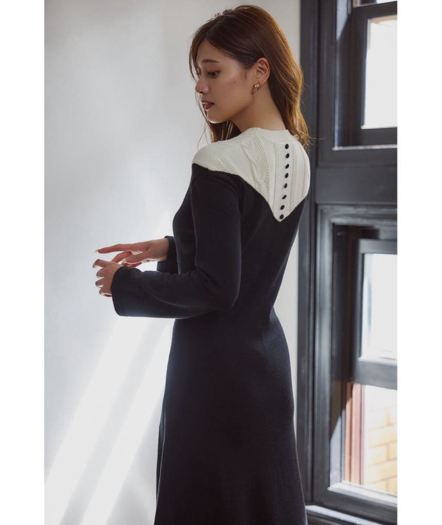 ワンピース herlipto Two-Tone Cable Knit Dress