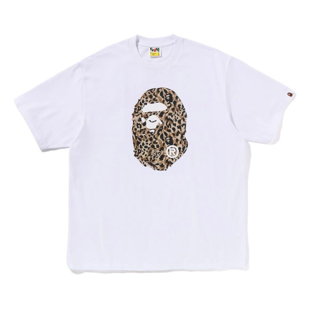 BAPE Tシャツ ホワイト レオパード APE RELAXED FIT TEE