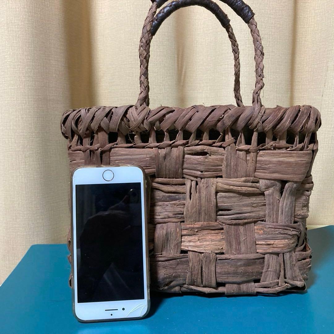 山葡萄カゴバッグ（国産） 内布、持ち手革カバー付 手作り
