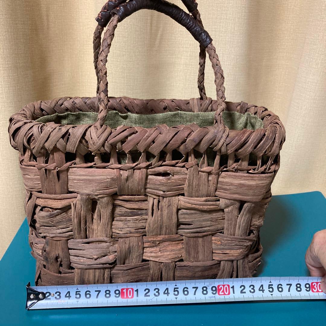 山葡萄カゴバッグ（国産） 内布、持ち手革カバー付 手作り
