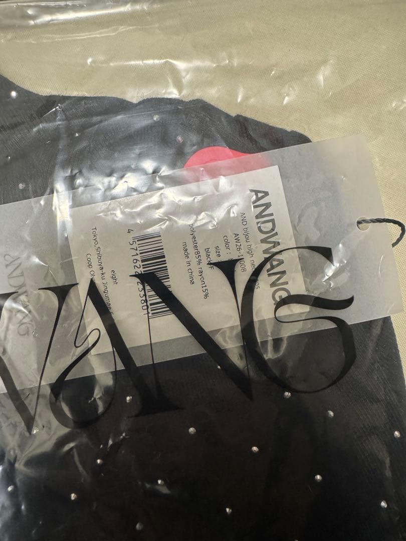 andwang AND bijou high neck tops ブラック