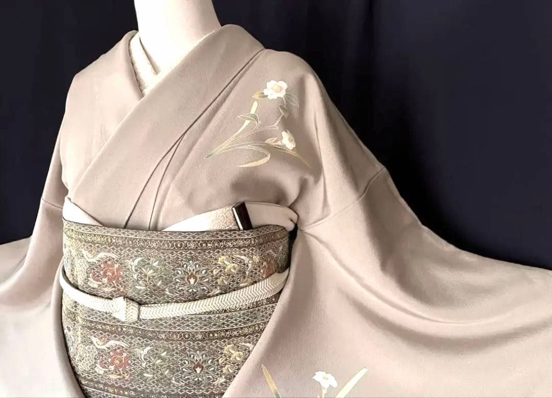 【訪問着】京加賀友禅　松本健一　優美な手描き友禅　亜麻色　＋　身幅直し