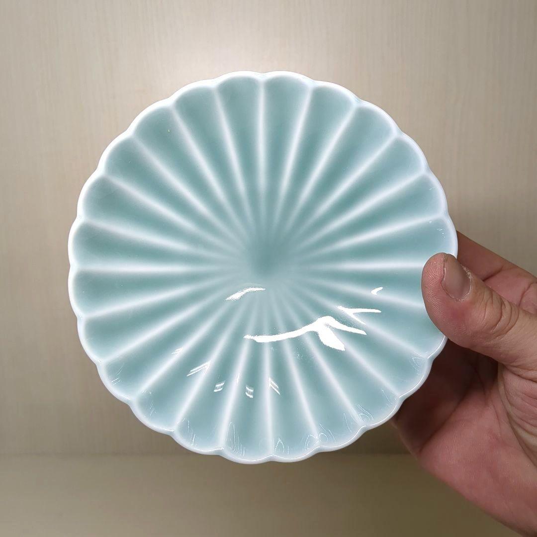 深川製磁　宮内庁御用達　青磁　菊割小付揃　５個　菊割鉢　深皿