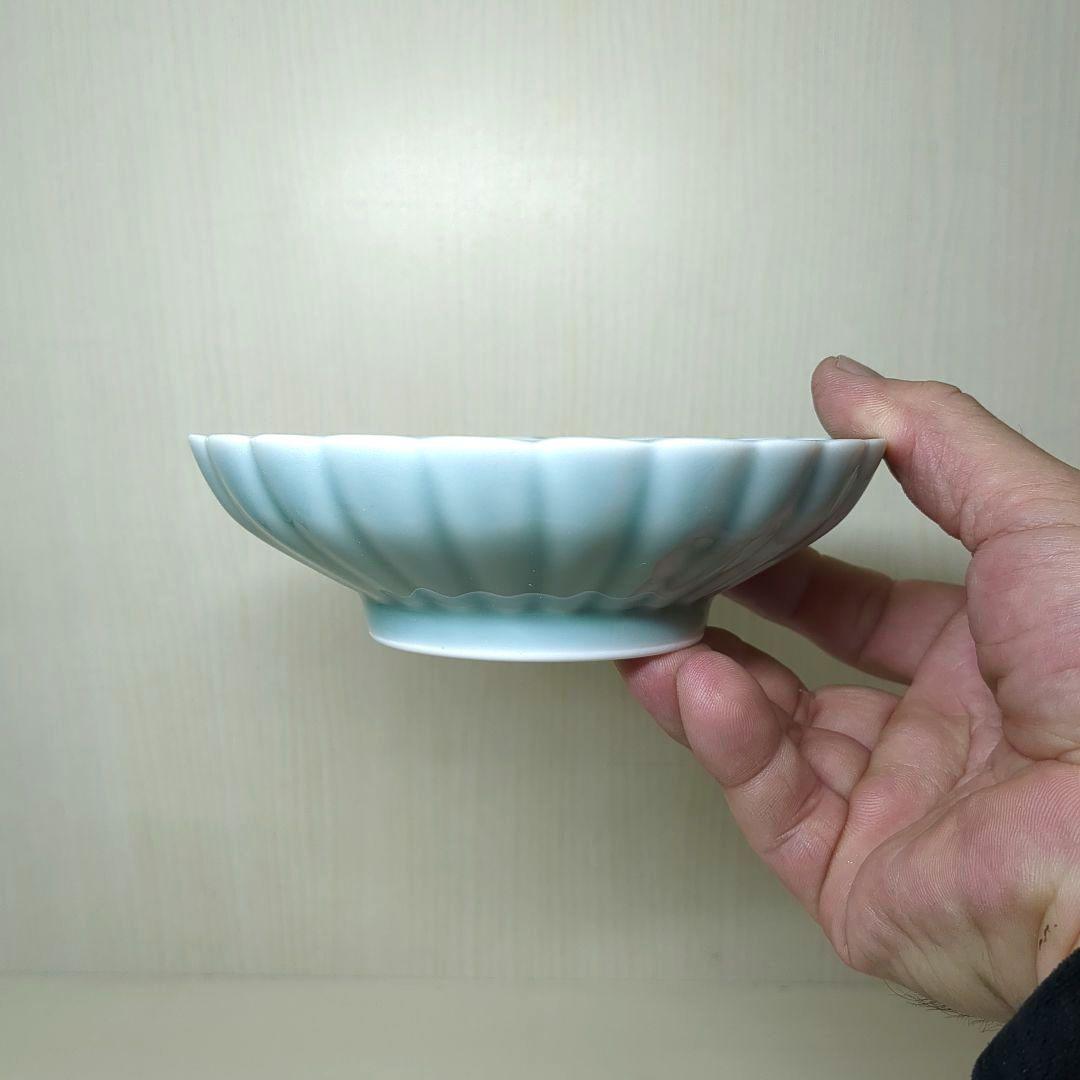 深川製磁　宮内庁御用達　青磁　菊割小付揃　５個　菊割鉢　深皿