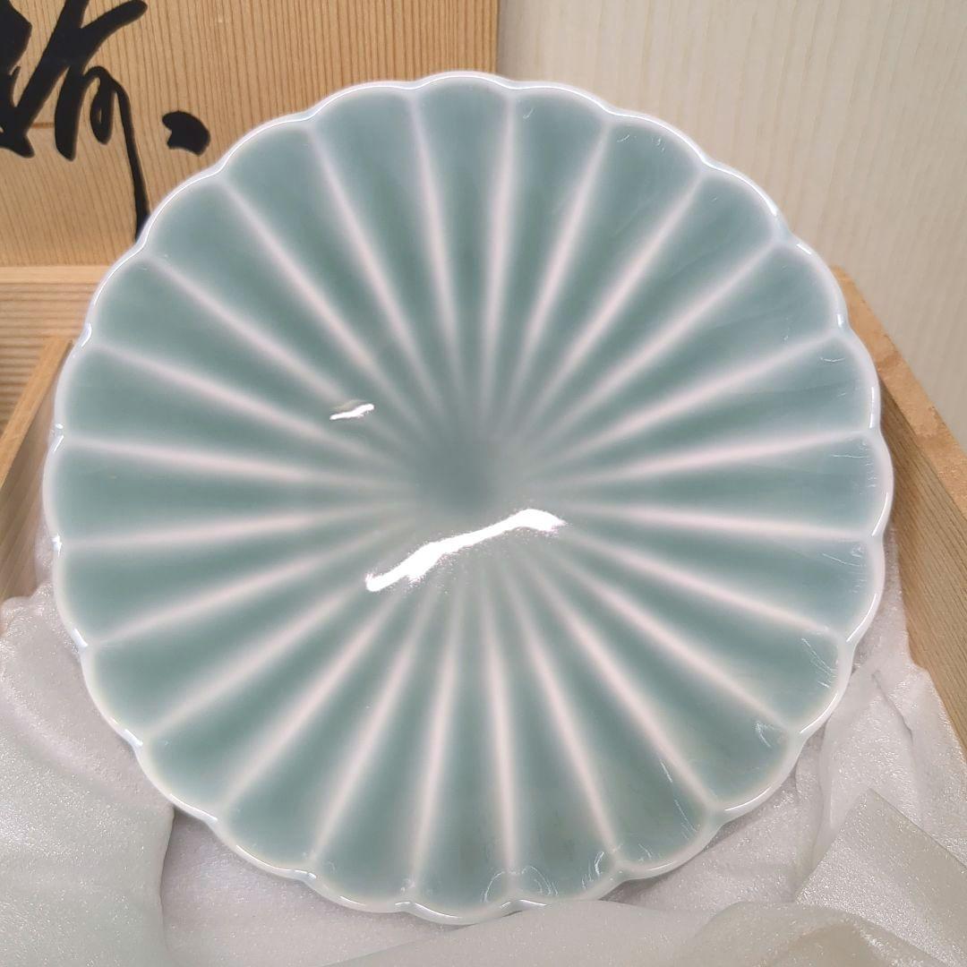 深川製磁　宮内庁御用達　青磁　菊割小付揃　５個　菊割鉢　深皿