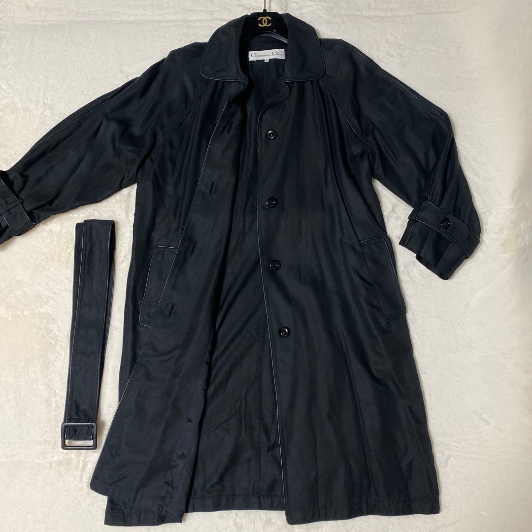 Christian Diorシルク スプリングコート レーヨン ベルト付き
