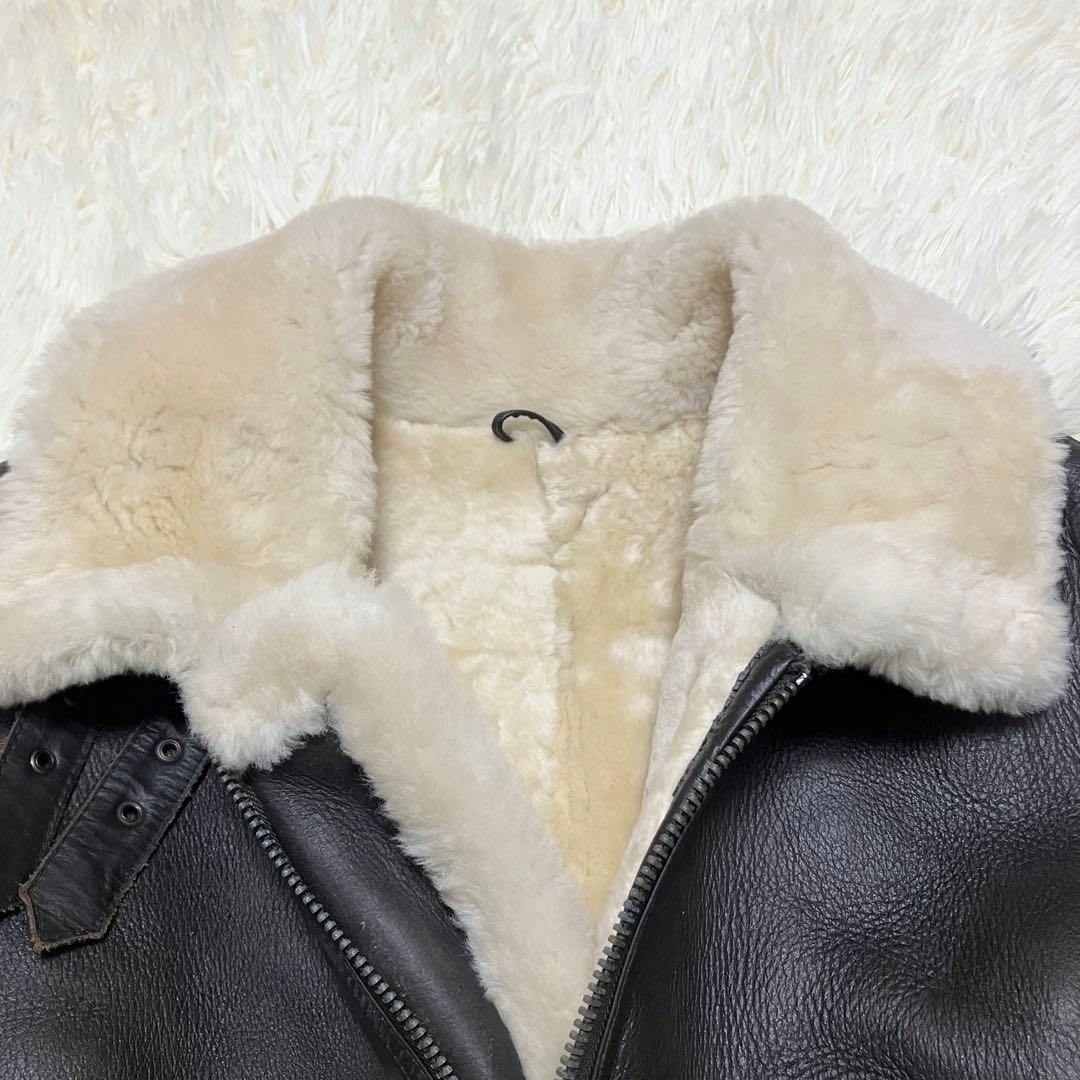 B-3 XL フライトジャケット ムートン ボア ラムレザー ダークブラウン