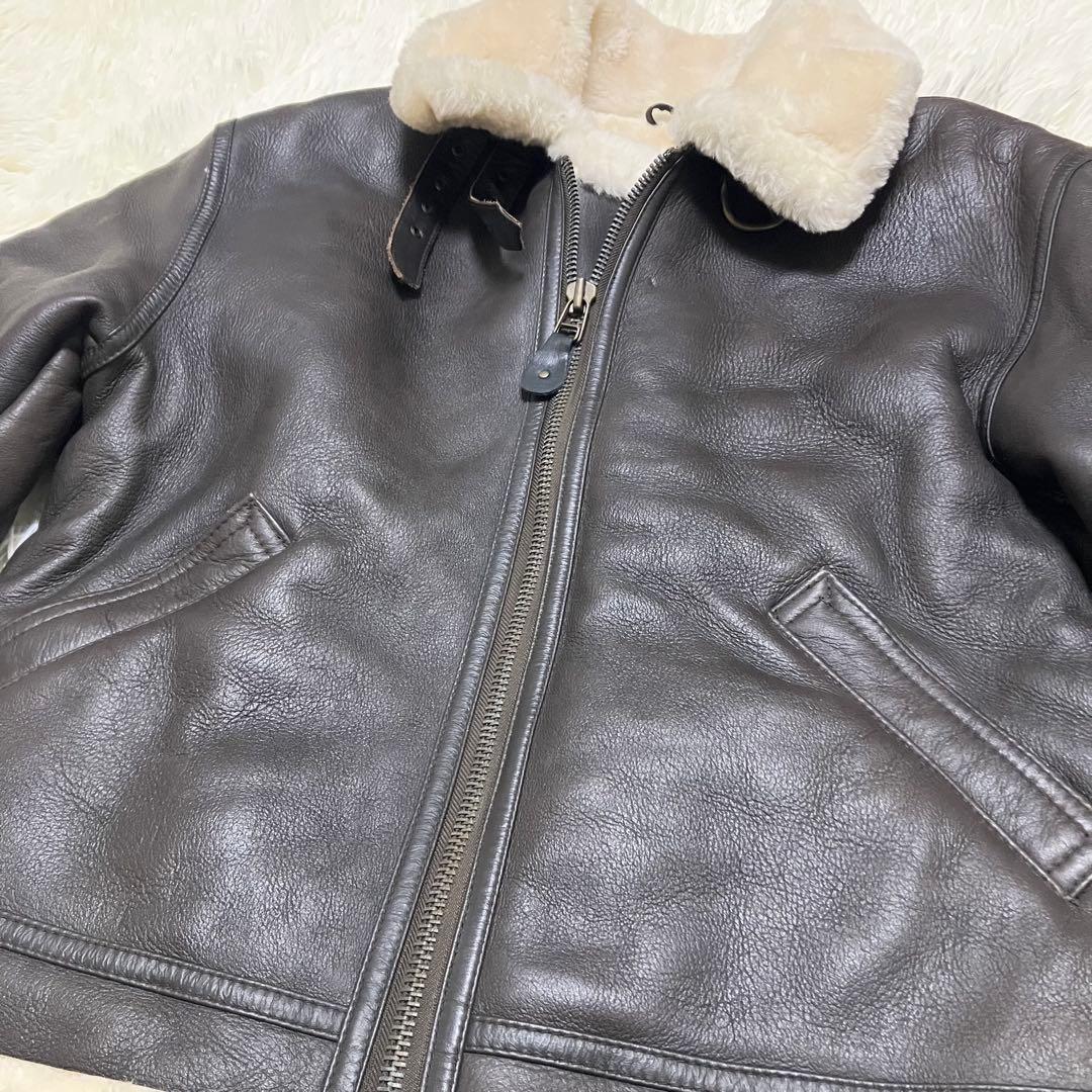 B-3 XL フライトジャケット ムートン ボア ラムレザー ダークブラウン