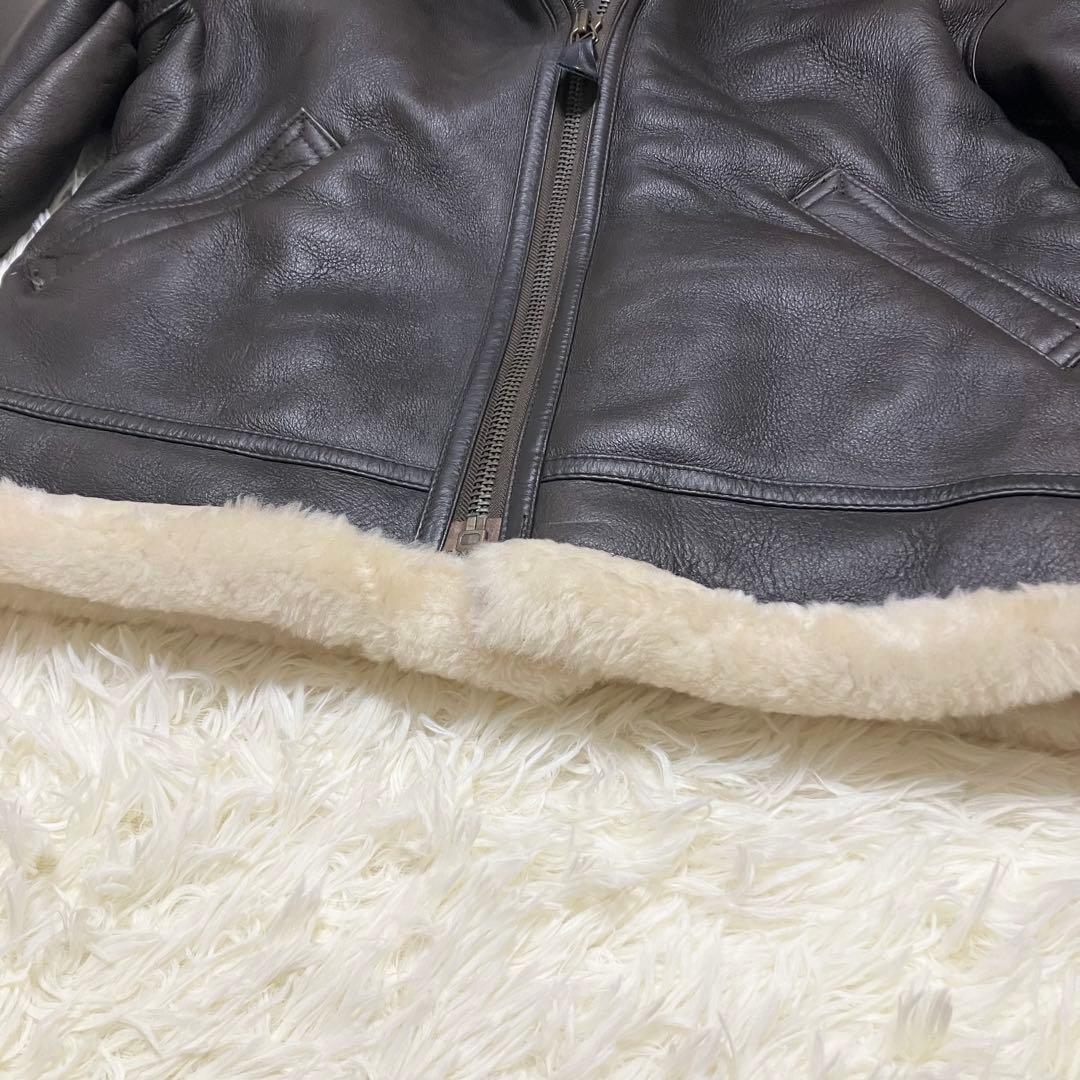 B-3 XL フライトジャケット ムートン ボア ラムレザー ダークブラウン