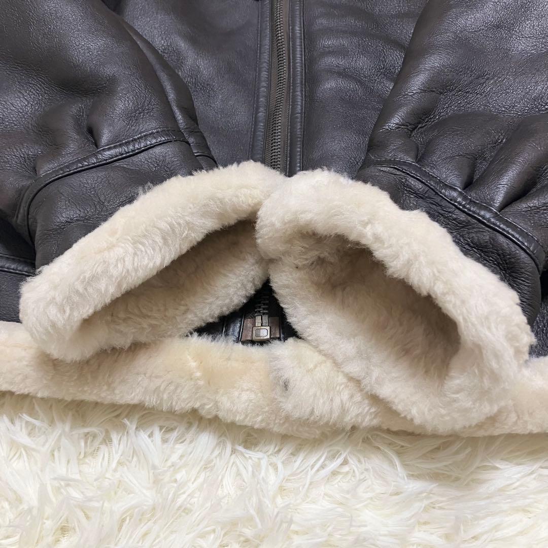 B-3 XL フライトジャケット ムートン ボア ラムレザー ダークブラウン