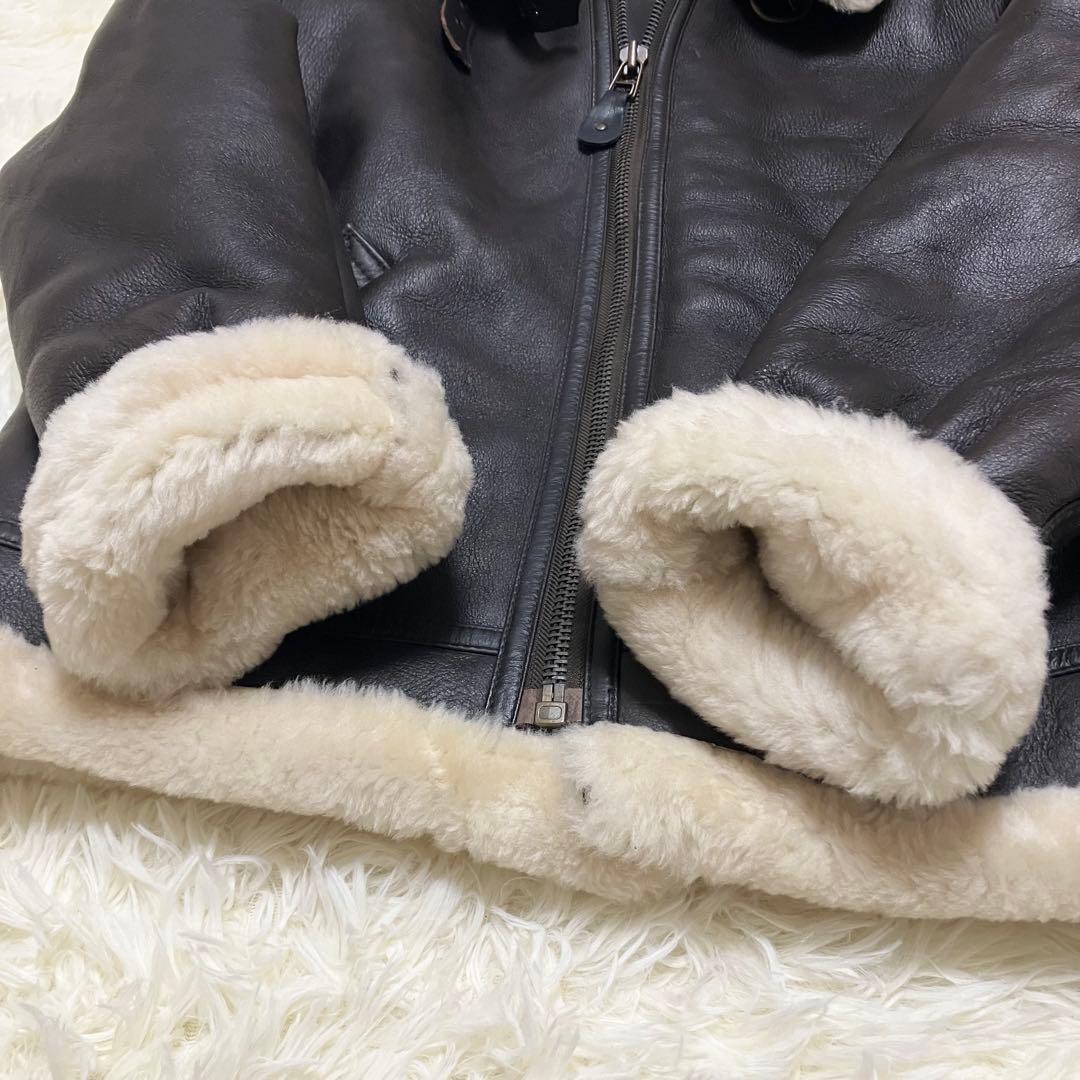 B-3 XL フライトジャケット ムートン ボア ラムレザー ダークブラウン