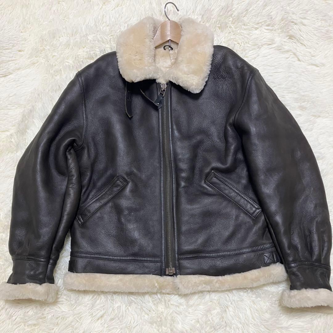 B-3 XL フライトジャケット ムートン ボア ラムレザー ダークブラウン
