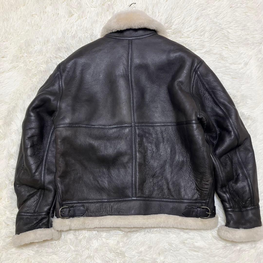 B-3 XL フライトジャケット ムートン ボア ラムレザー ダークブラウン