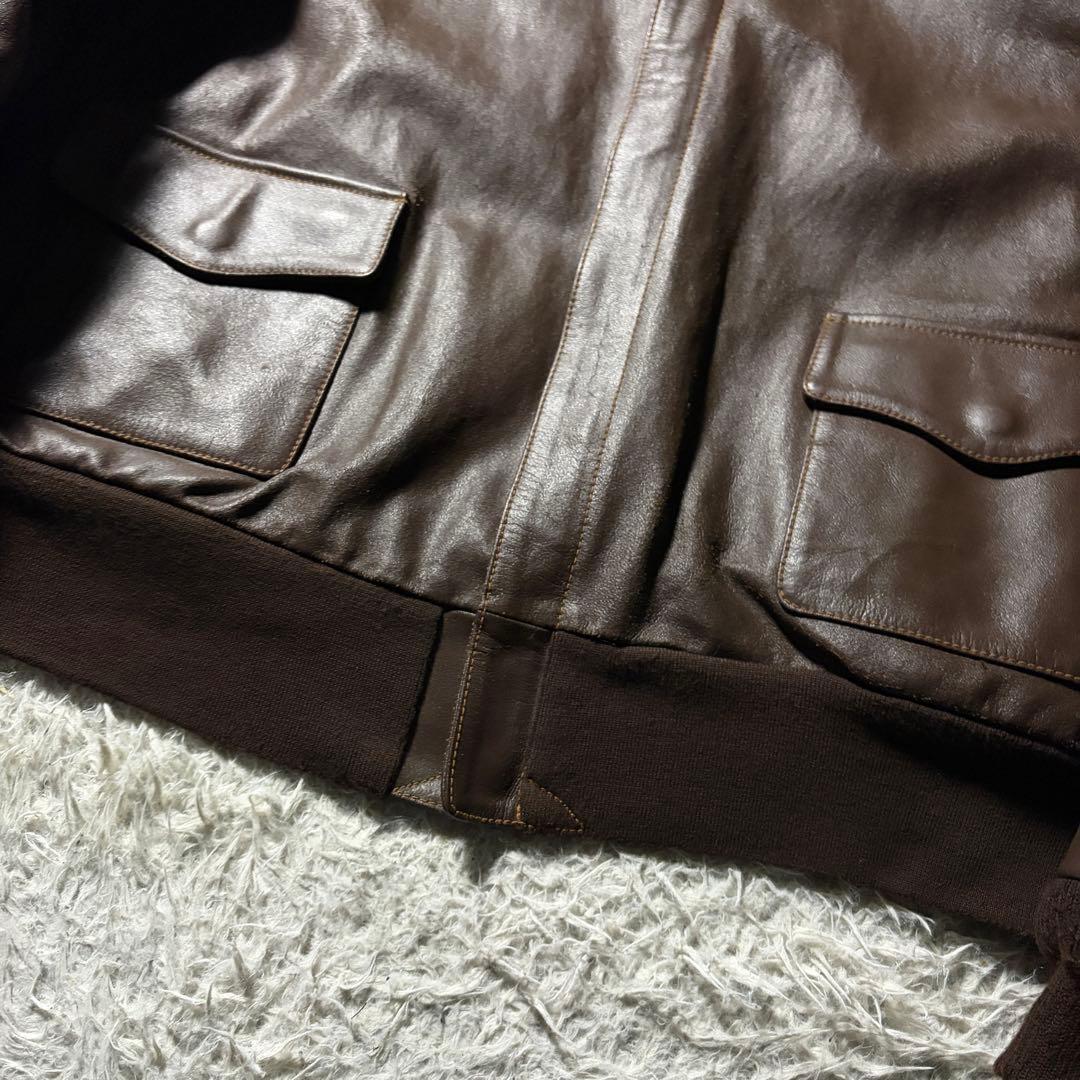 【雰囲気抜群】MORGAN フライトジャケット　A-2 本革　ブラウン　46