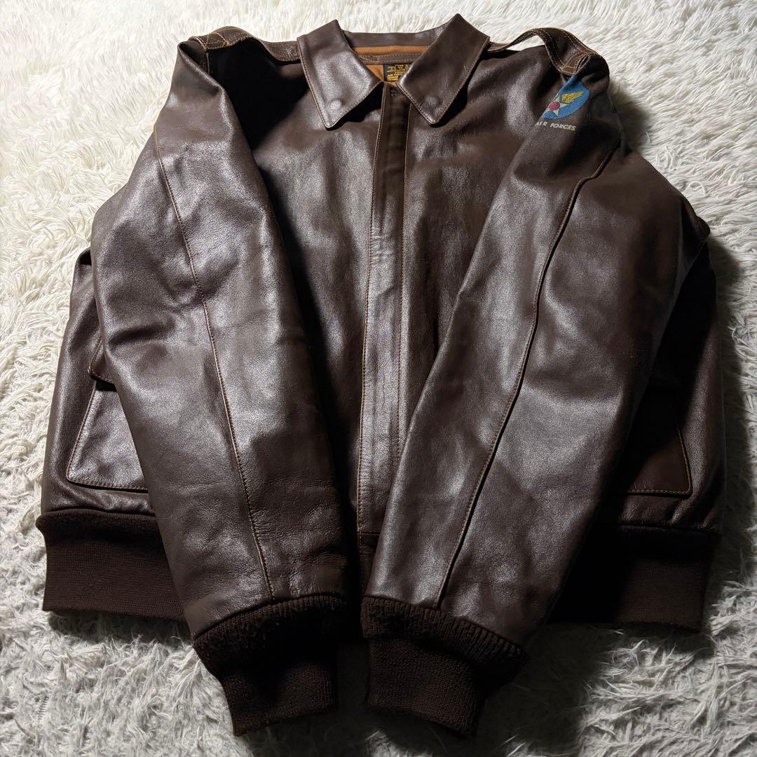 【雰囲気抜群】MORGAN フライトジャケット　A-2 本革　ブラウン　46