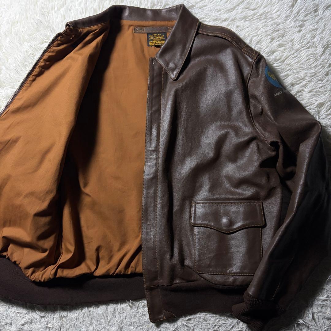 【雰囲気抜群】MORGAN フライトジャケット　A-2 本革　ブラウン　46