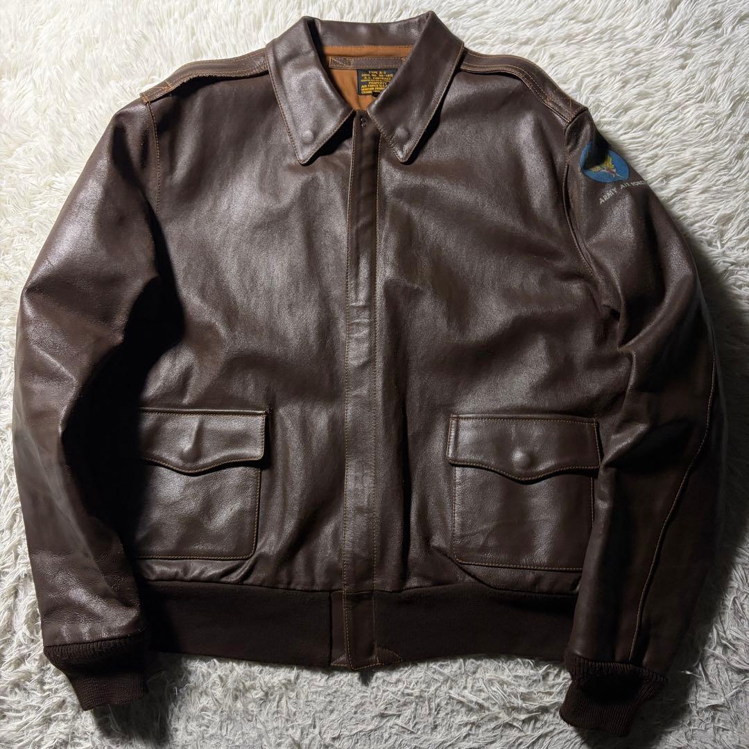 【雰囲気抜群】MORGAN フライトジャケット　A-2 本革　ブラウン　46