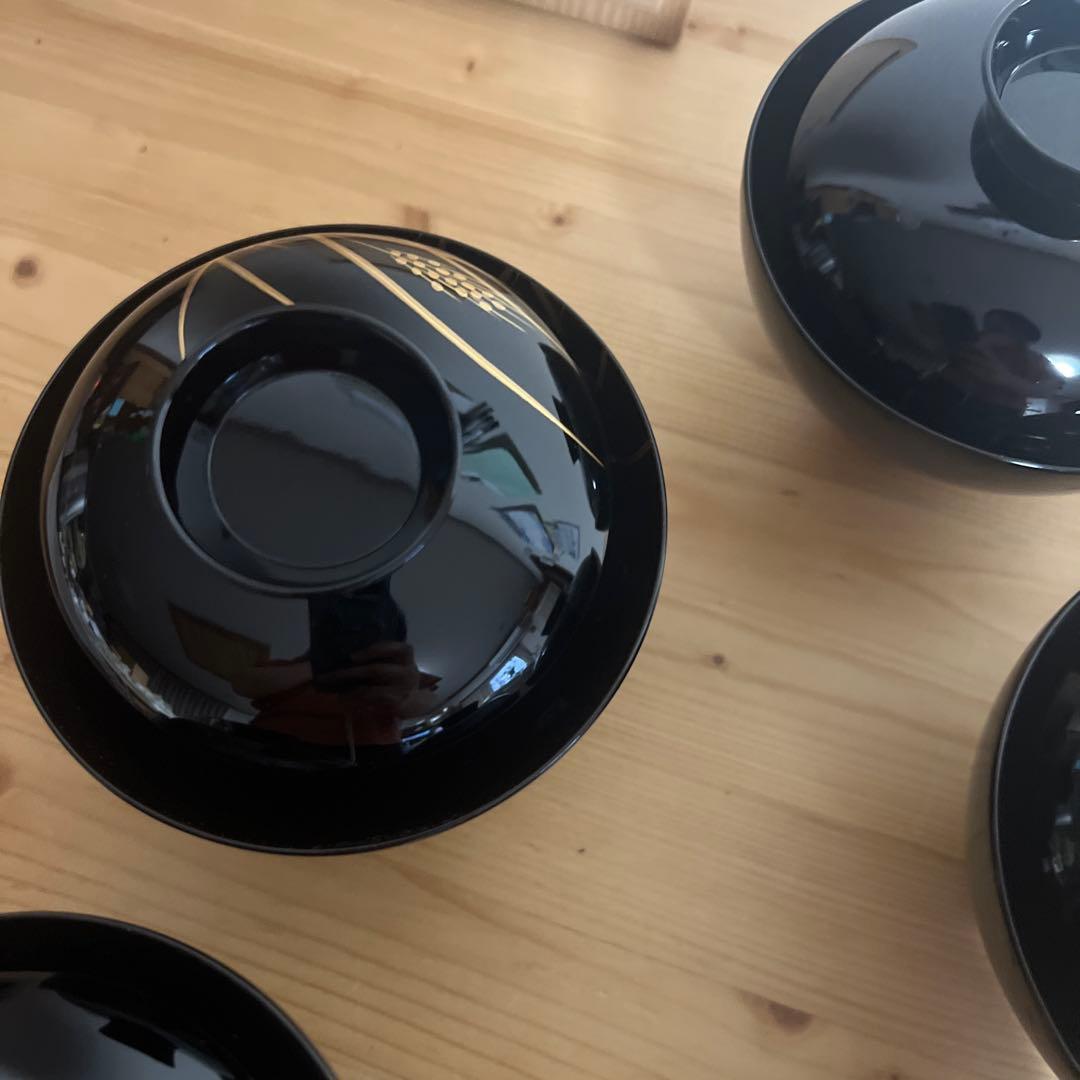 象彦　漆塗　雑煮　蓋つき煮物椀 5個セット