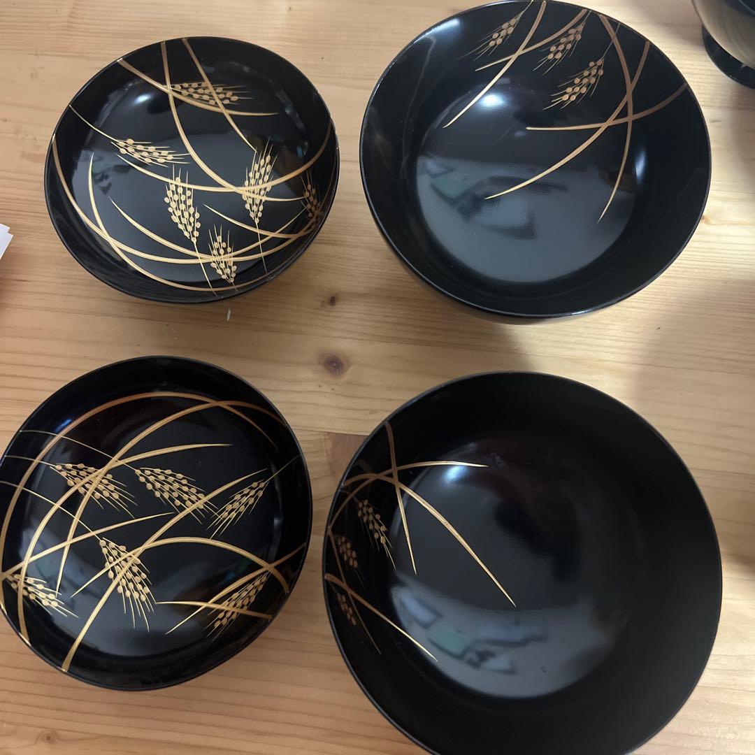 象彦　漆塗　雑煮　蓋つき煮物椀 5個セット