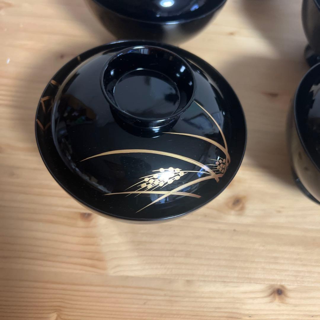 象彦　漆塗　雑煮　蓋つき煮物椀 5個セット