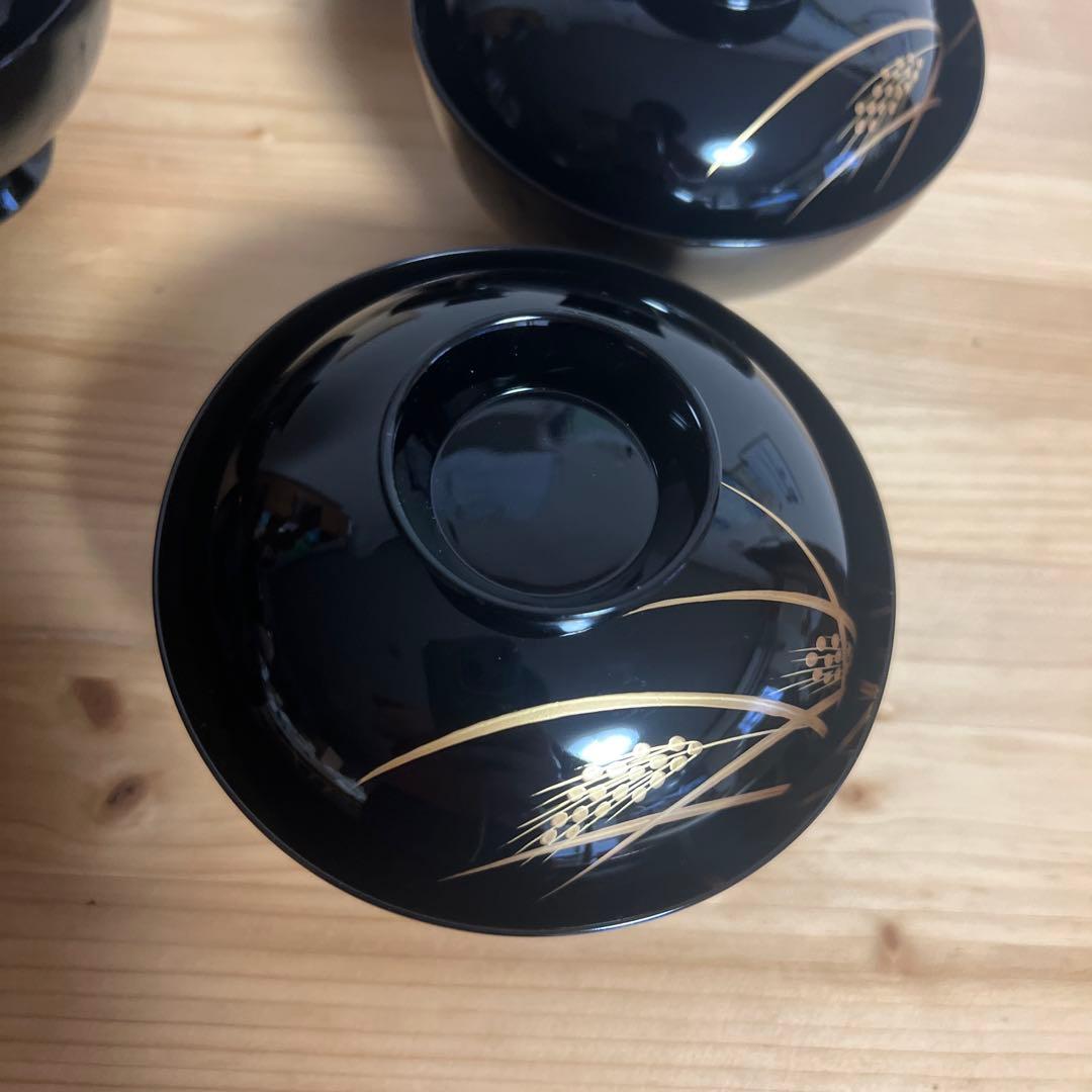 象彦　漆塗　雑煮　蓋つき煮物椀 5個セット