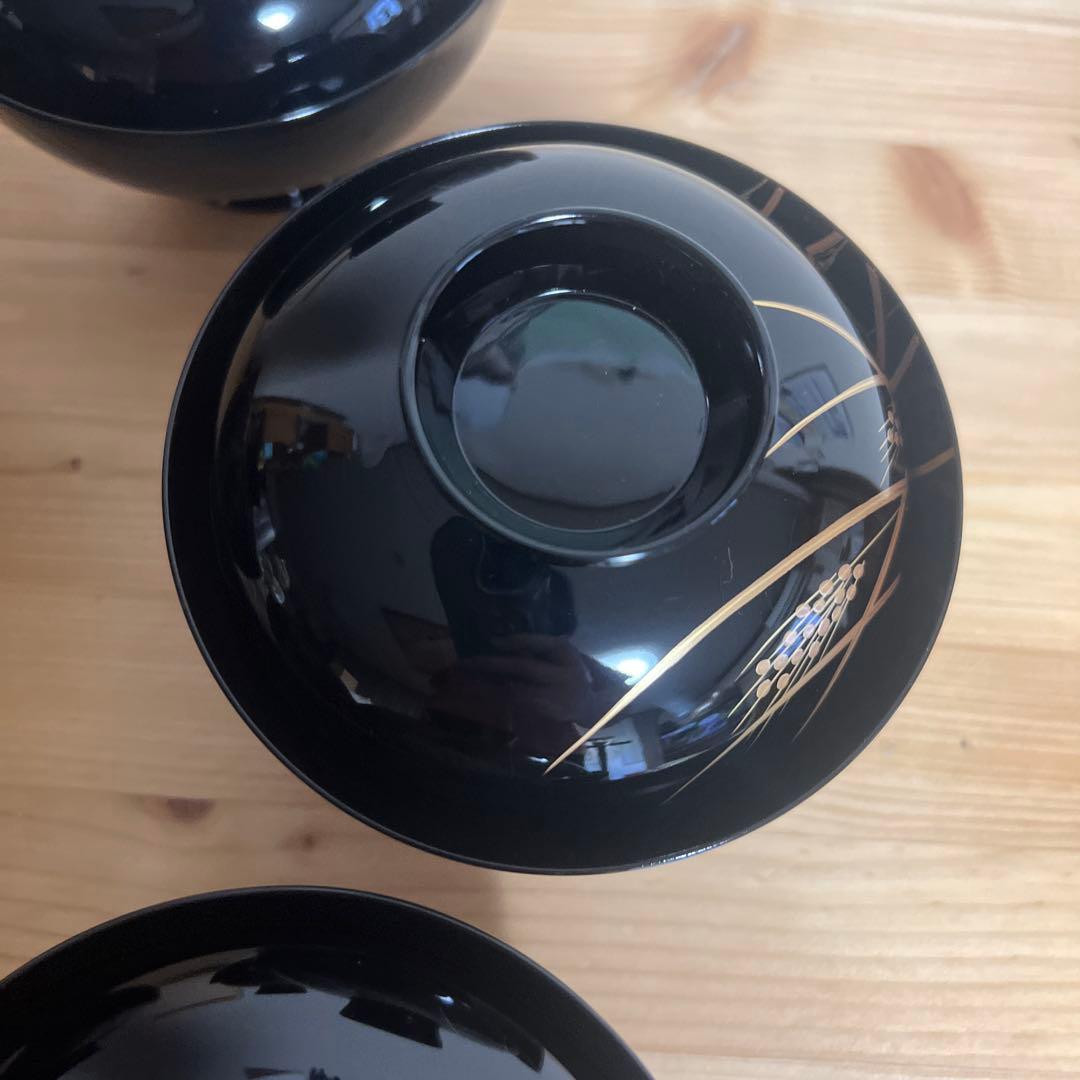 象彦　漆塗　雑煮　蓋つき煮物椀 5個セット