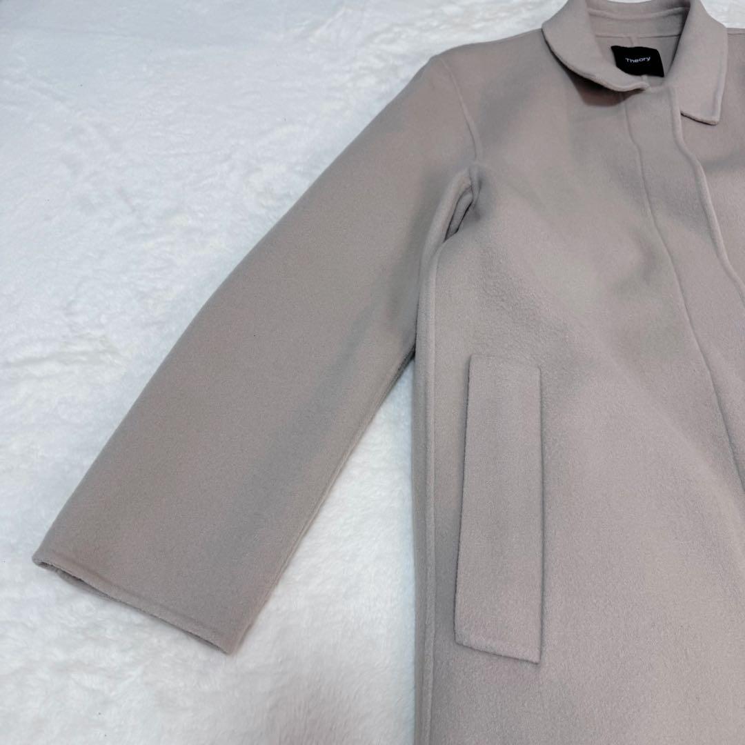 【極美品】セオリー カシミヤ ロングコート 現行ロゴ 近年モデル ベージュ　S