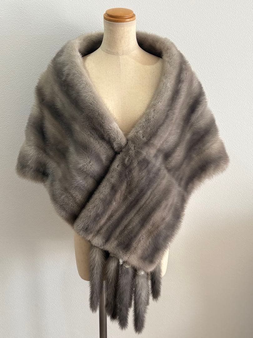 ミンク ショール シルバー ファー 毛皮 着物 ドレス