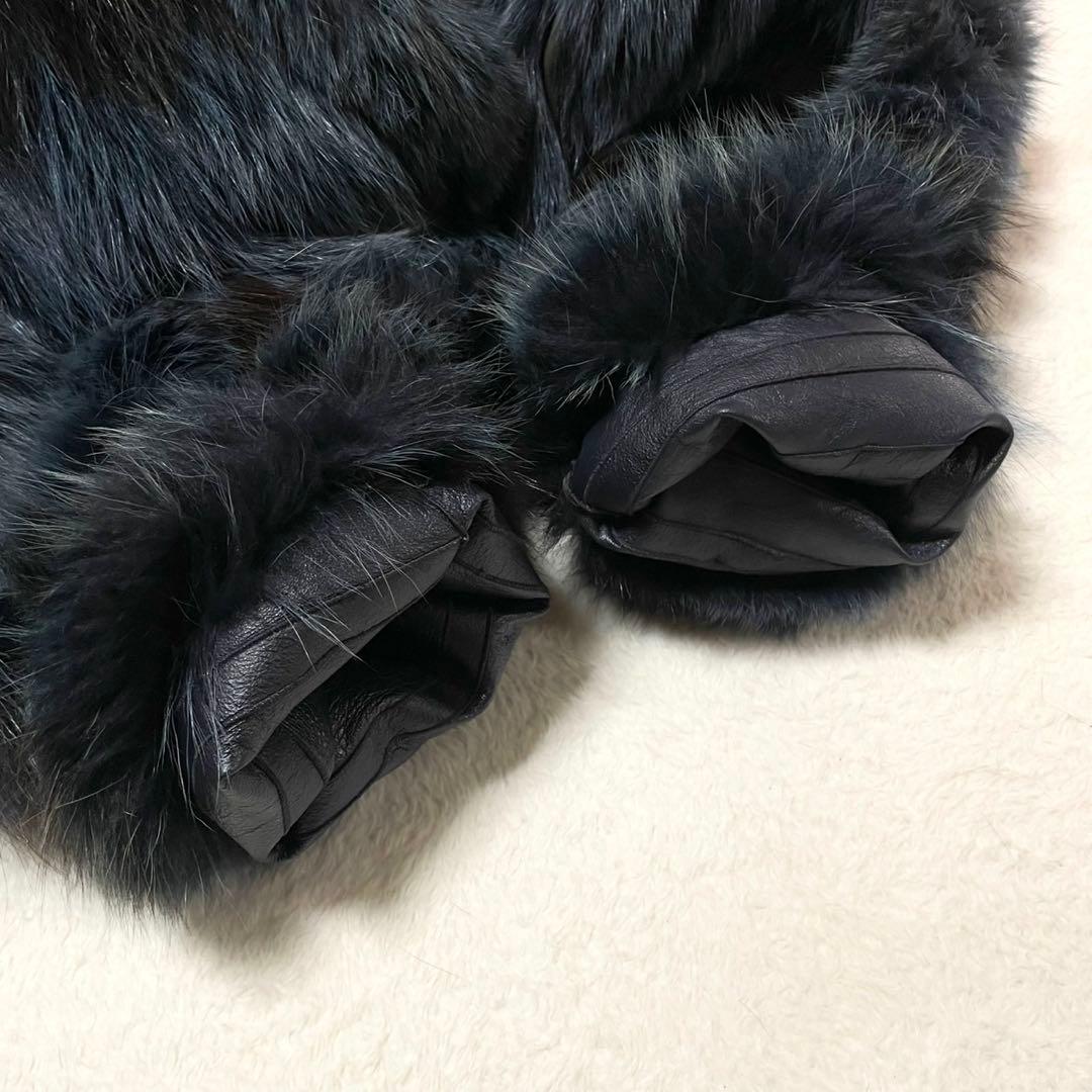 ボリューム◎カラーフォックス ブルー系 ファーコート 毛皮 FOX リバーシブル