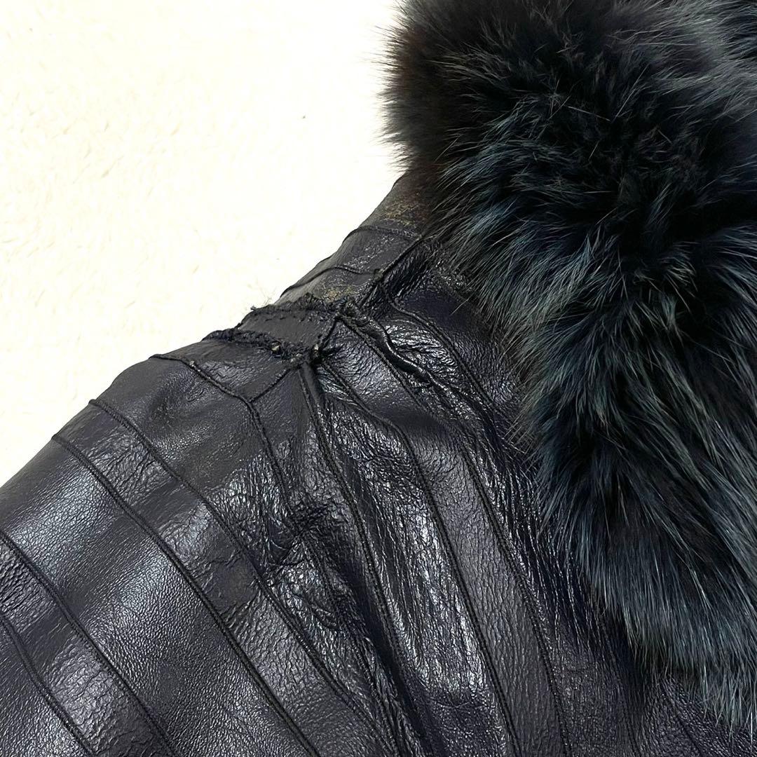 ボリューム◎カラーフォックス ブルー系 ファーコート 毛皮 FOX リバーシブル