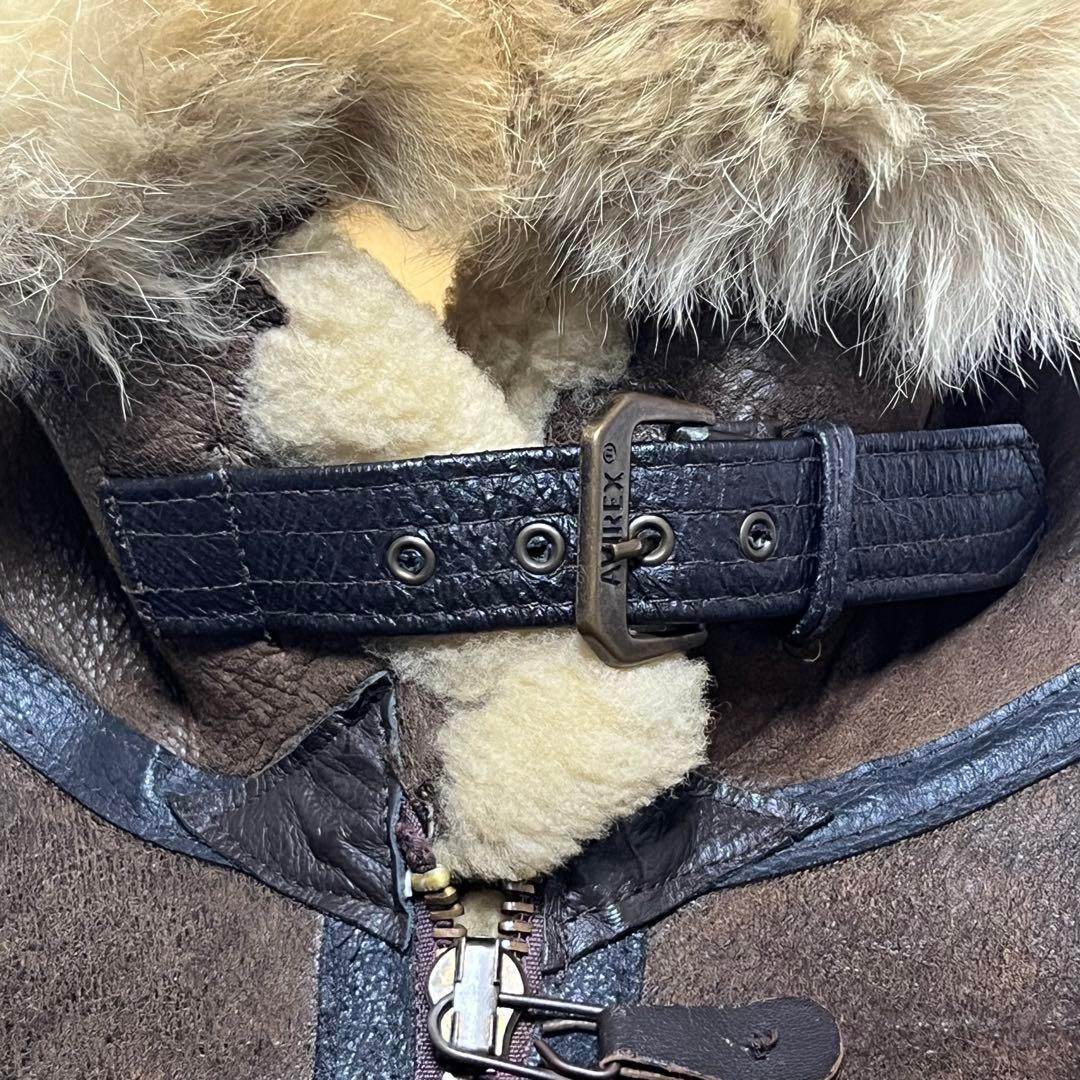 【希少】アヴィレックス　B3　フーディーフライトジャケット　レザー　ボア　40