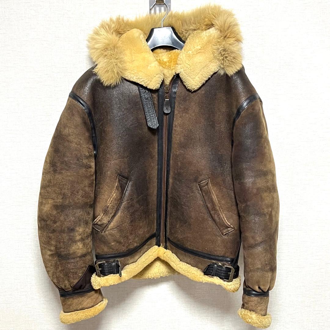 【希少】アヴィレックス　B3　フーディーフライトジャケット　レザー　ボア　40