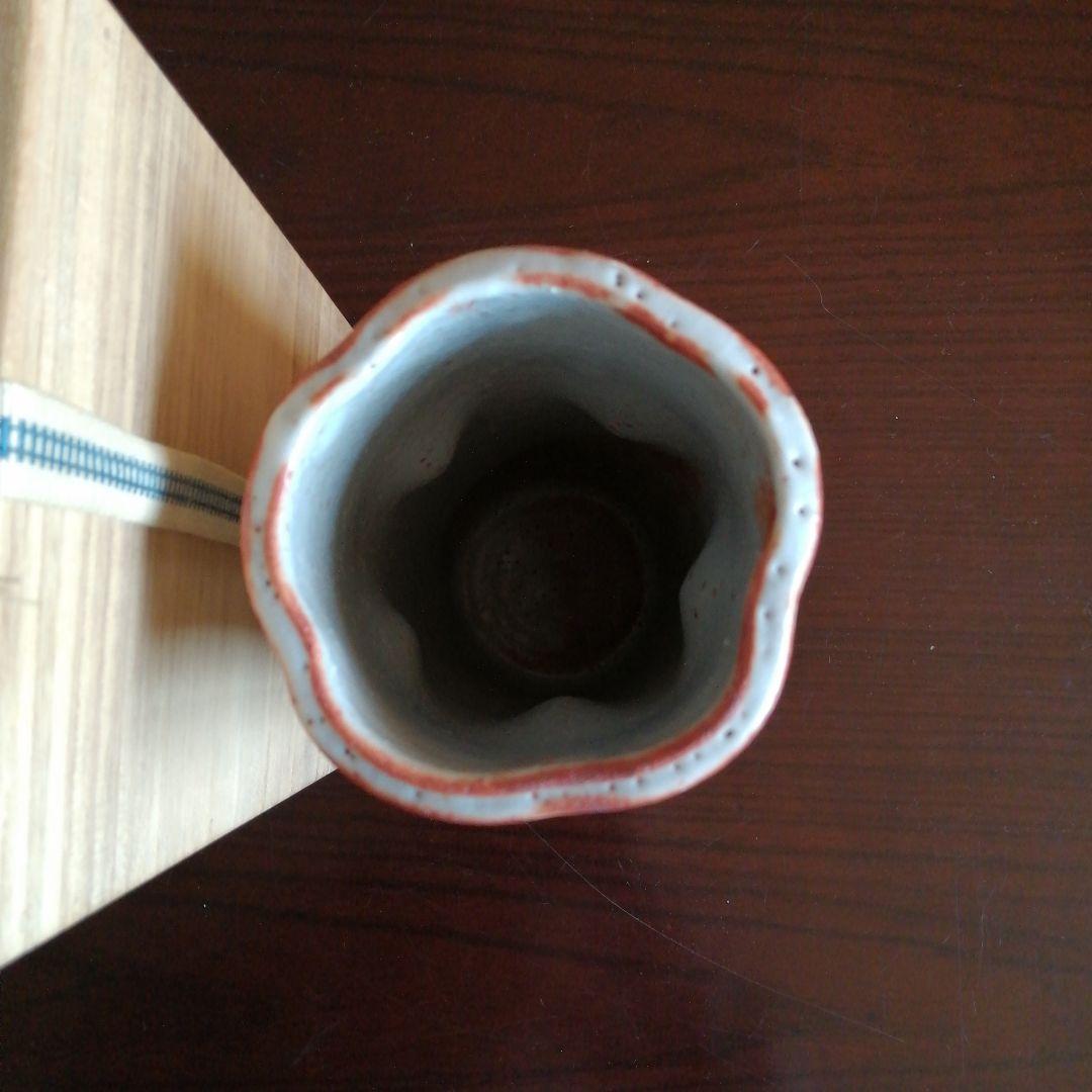 【人間国宝】美濃焼　加藤卓男　鼠志野桜形花生　22.3cm