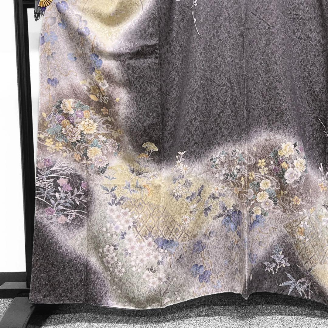 訪問着　金駒刺繍　金通し　道長取り　牡丹　梅　桔梗　桜　菊　着物　084w d