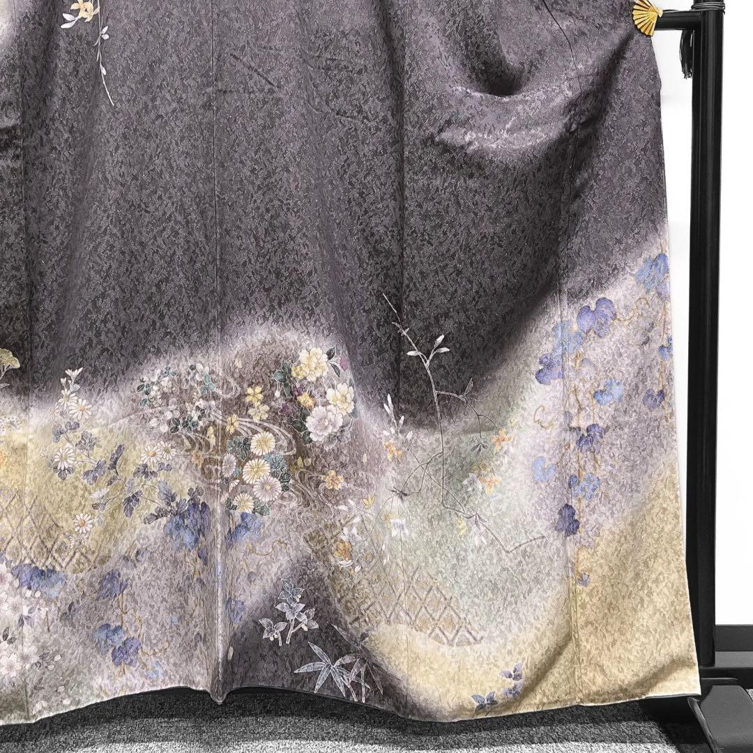 訪問着　金駒刺繍　金通し　道長取り　牡丹　梅　桔梗　桜　菊　着物　084w d